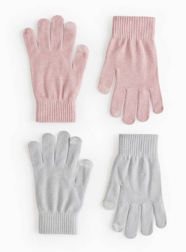 Pink & Blue Magic Touchscreen Gloves 2 Pack One Size